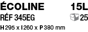 Écoline 15L Réf 345EG  25 H 295 x l 260 x P 380 mm 