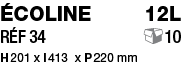 Écoline 12L Réf 34  10 H 201 x l 413 x P 220 mm 