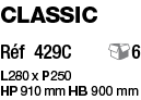 Classic Réf 429C  6 L 280 x P 250 HP 910 mm HB 900 mm