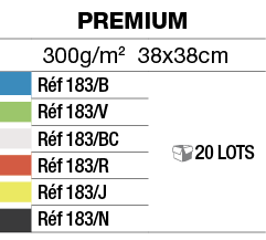 Premium,300g m2 38x38cm,,Réf 183 B, 20 LOTS,,Réf 183 V,,Réf 183 BC,,Réf 183 R,,Réf 183 J,,Réf 183 N