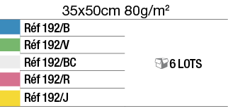 35x50cm 80g m2,,Réf 192 B, 6 lots,,Réf 192 V,,Réf 192 BC,,Réf 192 R,,Réf 192 J