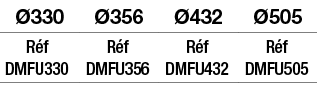 Ø330,Ø356,Ø432,Ø505,Réf DMFU330,Réf DMFU356,Réf DMFU432,Réf DMFU505