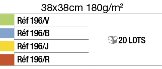 38x38cm 180g m2,,Réf 196 V, 20 lots,,Réf 196 B,,Réf 196 J,,Réf 196 R
