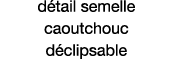 détail semelle caoutchouc déclipsable