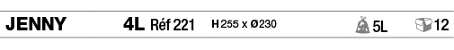 Jenny,4L,Réf 221,H 255 x Ø230 , 5L, 12