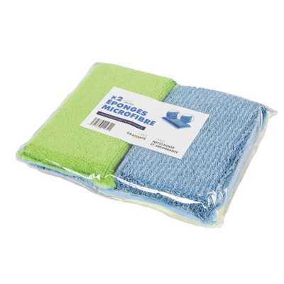 Éponge microfibre Eponge double face<br>Lot de 2