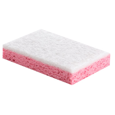 Tampon sur éponge végétale SPÉCIALE SANITAIRE ROSE<br>110x70mm Lot de 10