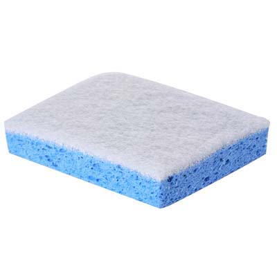 Tampon sur éponge végétale SPÉCIALE SANITAIRE BLEUE<br>130x90mm Lot de 10